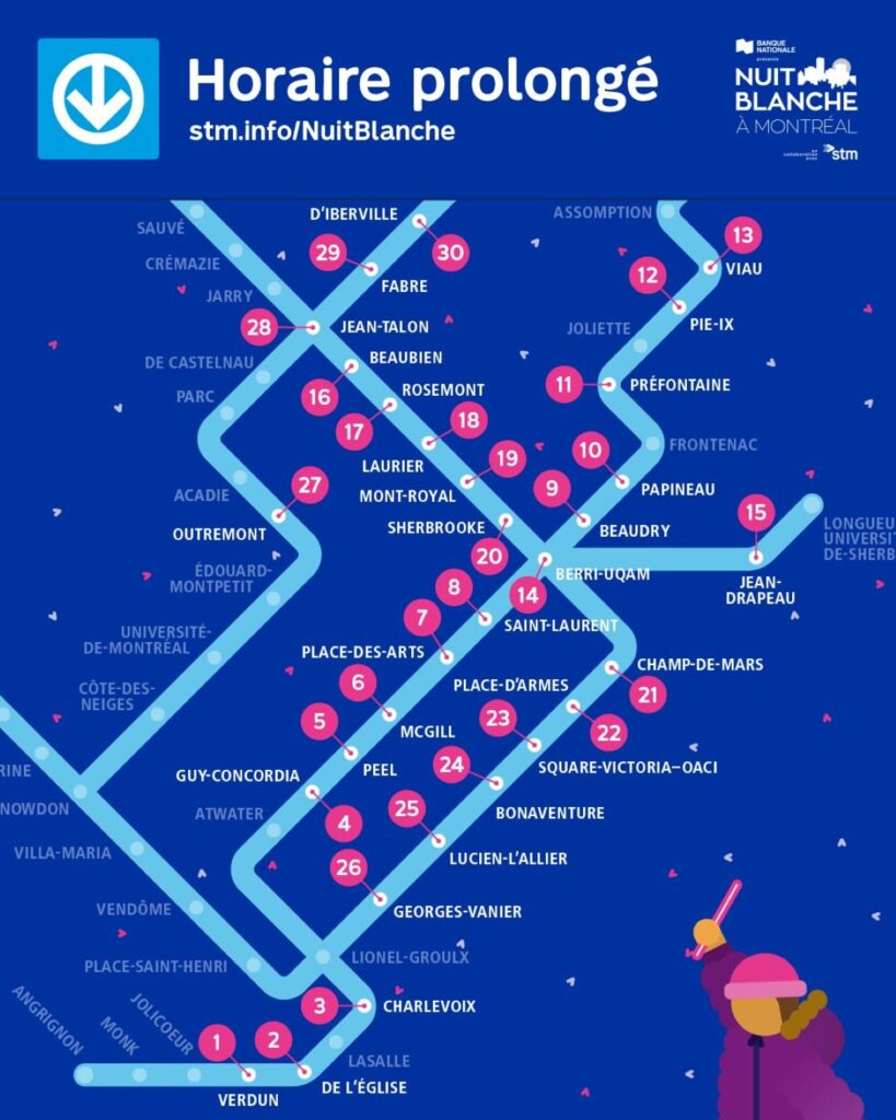 The Montreal metro is open (almost) all night long for Nuit Blanche.