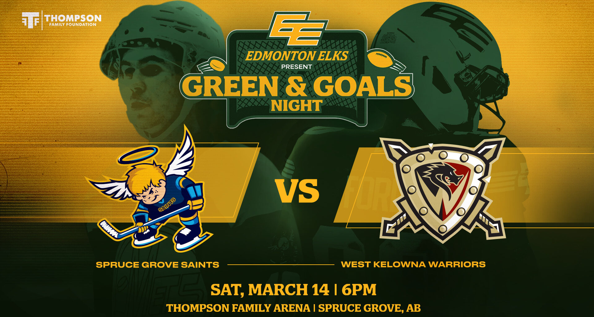 Elks announce Green and Goals Night with Spruce Grove Saints