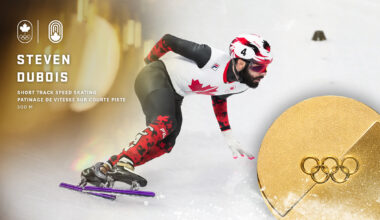 Steven Dubois wins gold in men's 500m short track speed skating
