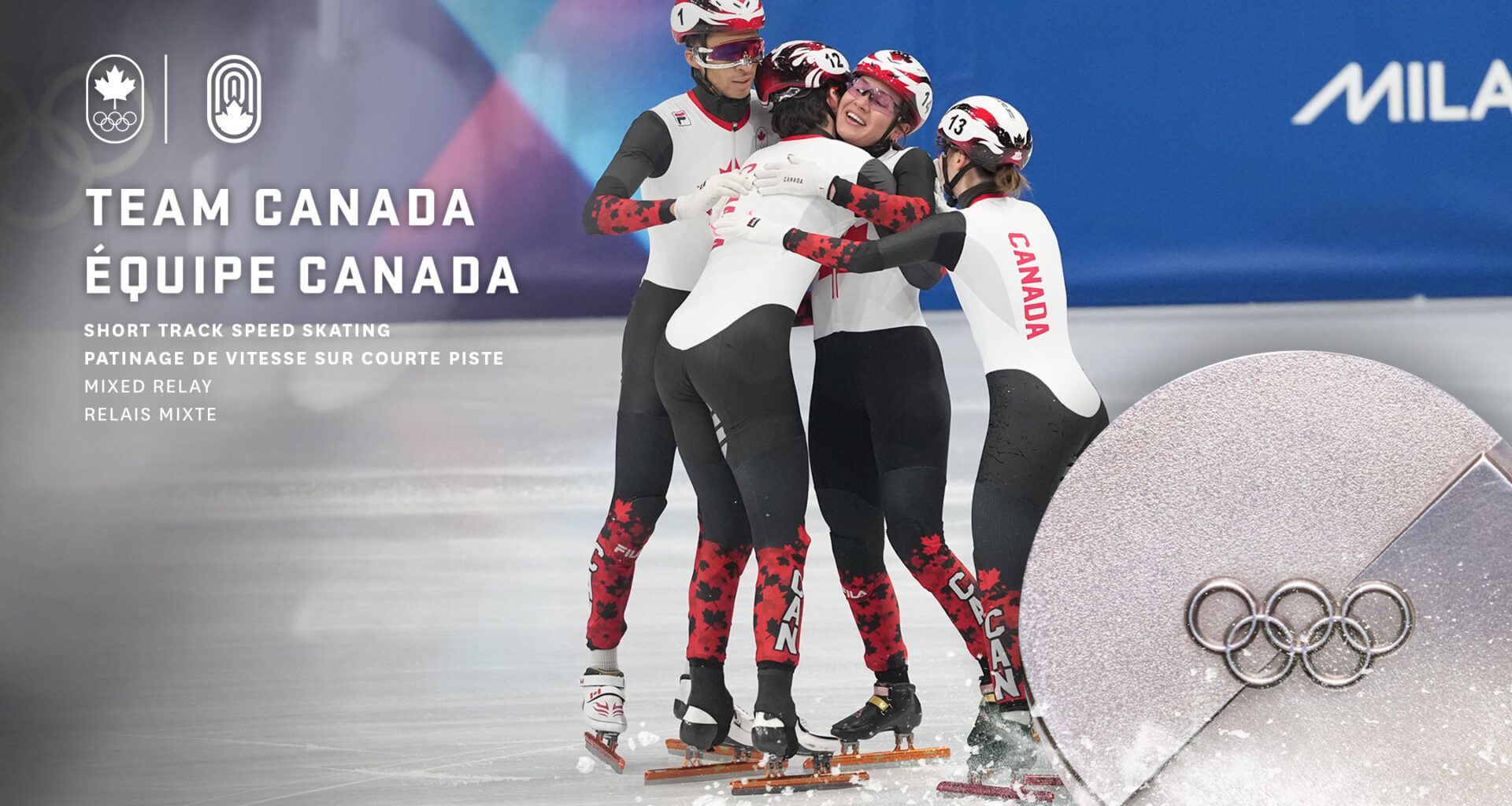 Team Canada wins silver in short track speed skating mixed relay at Milano Cortina 2026