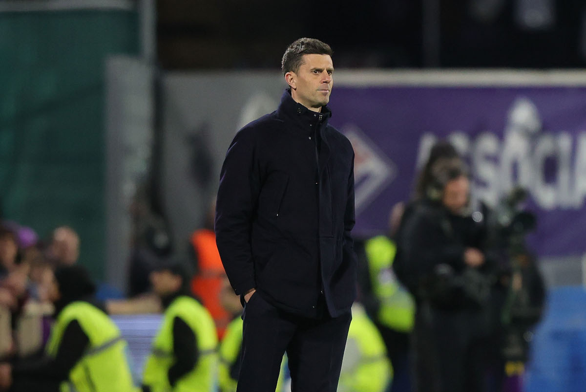 FLORENCE, ITALY - MARCH 16: Head coach Thiago Motta of Juventus looks on during the Serie A match between Fiorentina and Juventus at Stadio Artemio Franchi on March 16, 2025 in Florence, Italy. (Photo by Gabriele Maltinti/Getty Images)