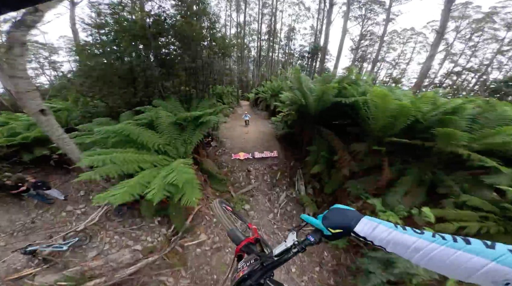 "I can't see!" Troy Brosnan follows Luca Shaw down Red Bull Hardline