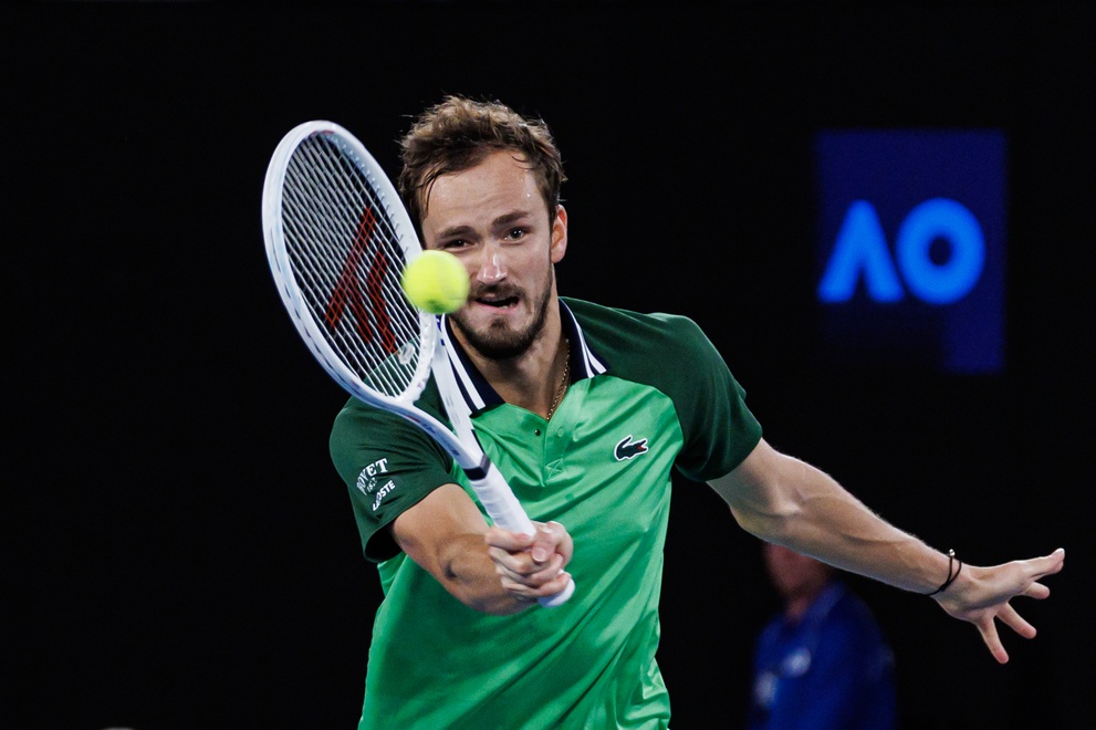 Daniil Medvedev in action ahead of the ATP Doha.