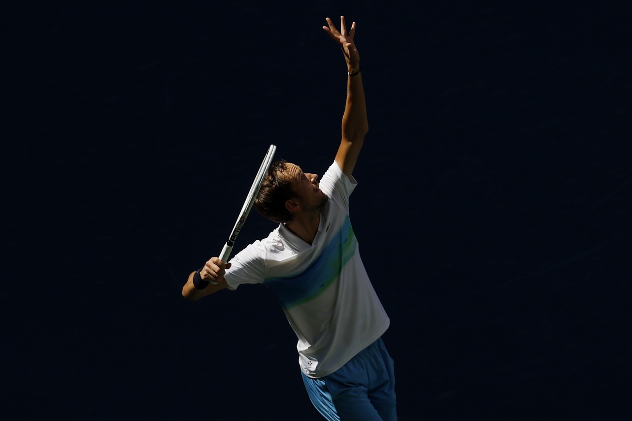 Daniil Medvedev in action ahead.