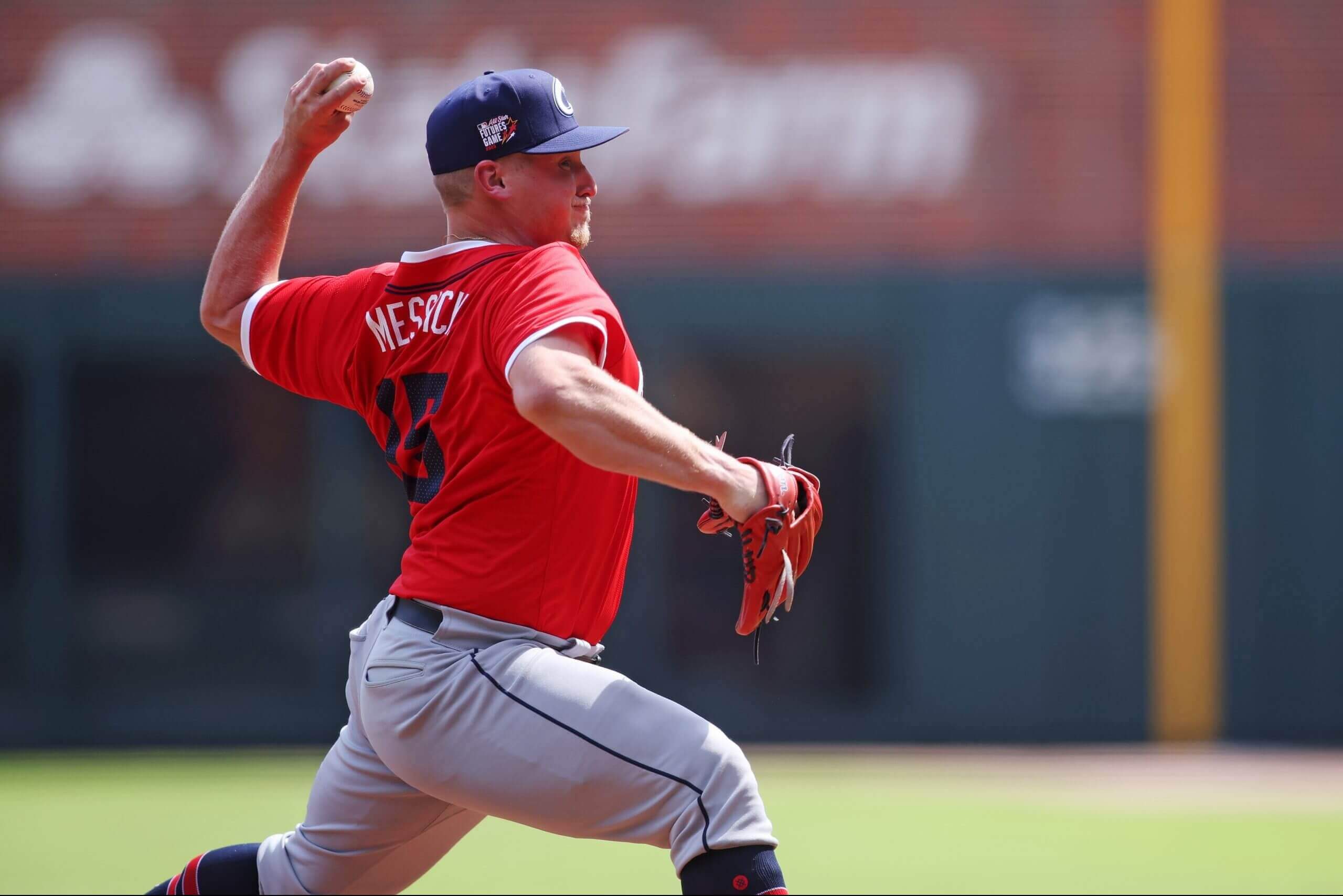 American League pitcher Parker Messick (26) of the Cleveland Guardians pitches during the second inning against National League at Truist Park.