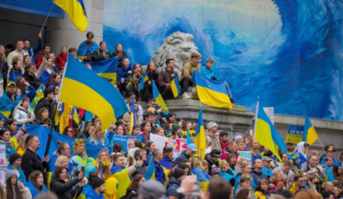 Demonstrators march to mark four years since Russia's invasion of Ukraine