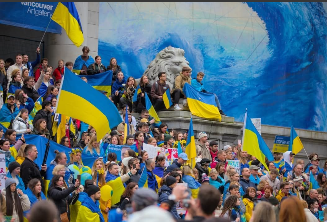 Demonstrators march to mark four years since Russia's invasion of Ukraine