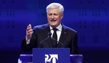 Harper says Canada’s difficulties can’t all be blamed on Trump in gala speech - CTV News