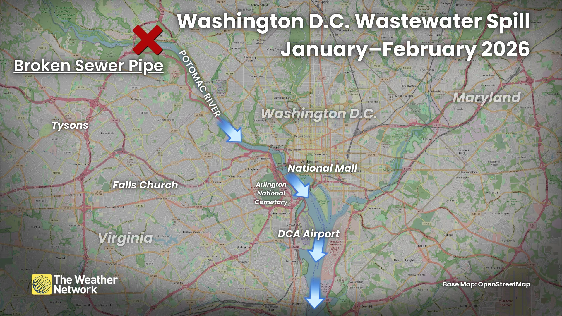 Washington DC Wastewater Spill Map 2026