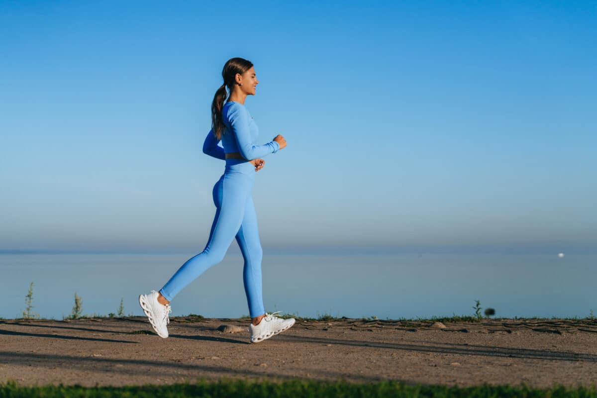 Woman on a brisk walk for exercise