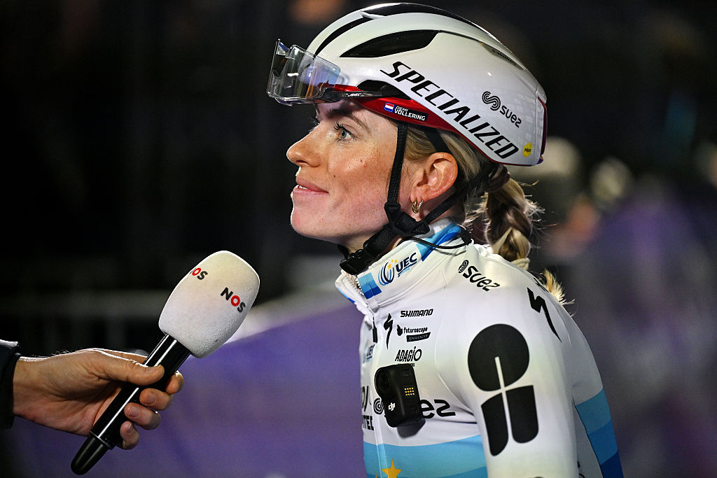 GHENT, BELGIUM - FEBRUARY 28: Demi Vollering of Netherlands and Team FDJ United - SUEZ prior to the 21st Omloop Het Nieuwsblad 2026, Women's Elite a 137.2km one day race from Ghent to Ninove / #UCIWWT / on February 28, 2026 in Ghent, Belgium. (Photo by Luc Claessen/Getty Images)
