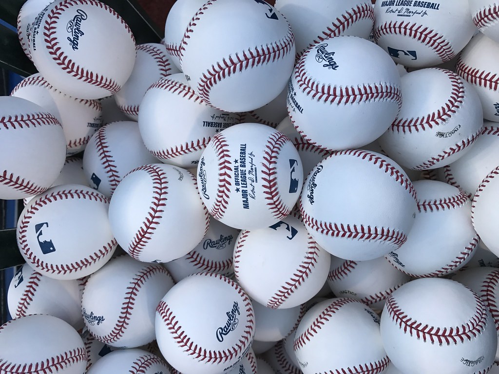 A basket of Major League Baseballs