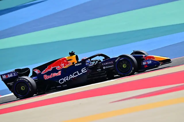 Max Verstappen drives the new Red Bull in Bahrain