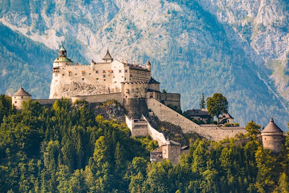 Hohenwerfen Castle overlooks the market town of Werfen.
