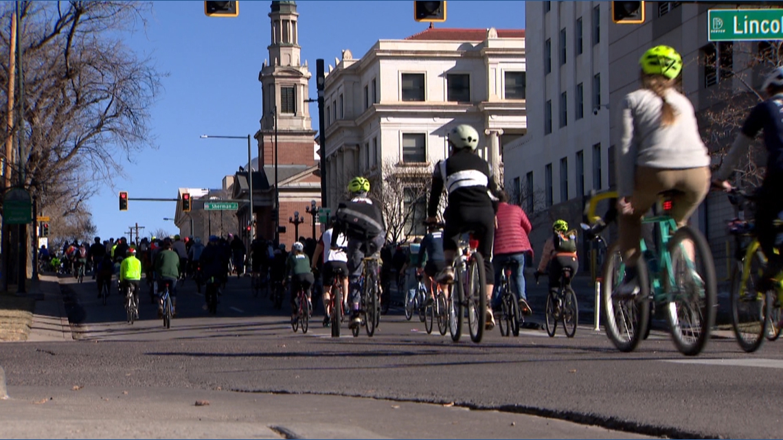 Cyclists in Denver ride in solidarity after the killing of Alex Pretti