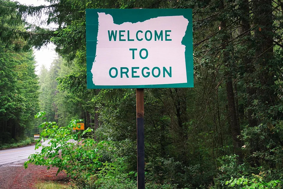 Stock image of the Oregon state sign. Getty