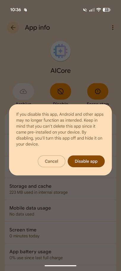 pop-up window in uninstalling apps prompt