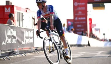 JEBEL HAFEET, UNITED ARAB EMIRATES - FEBRUARY 21: Remco Evenepoel of Belgium and Team Red Bull - BORA - hansgrohe crosses the finish line during the 8th UAE Tour 2026, Stage 6 a 168km stage from Al Ain Museum to Jebel Hafeet 1036m / #UCIWT / on February 21, 2026 in Jebel Hafeet, United Arab Emirates. (Photo by Tim de Waele/Getty Images)