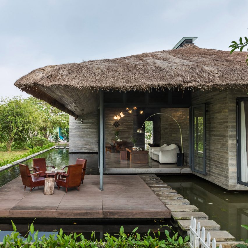 A holiday home with a thatched roof