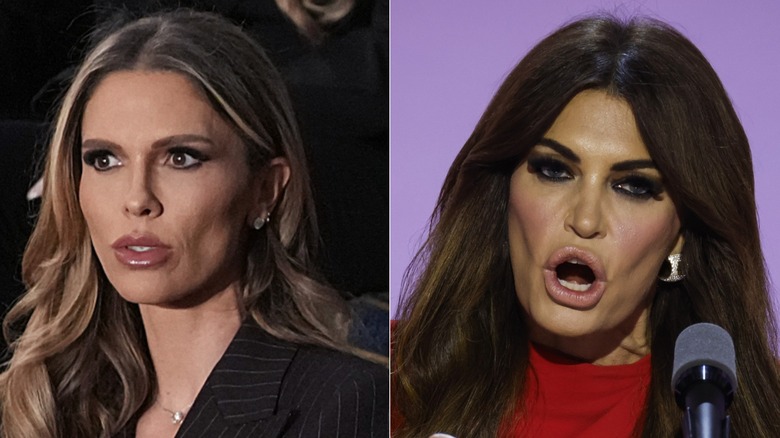 Bettina Anderson on the left at the 2026 State of the Union and Kimberly Guilfoyle on the right at the RNC