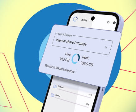 Android phone screen showing the Disky app interface.