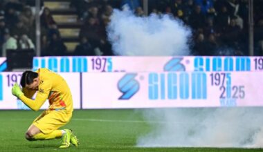 Firecracker explodes next to GK Emil Audero in scary moment in Serie A