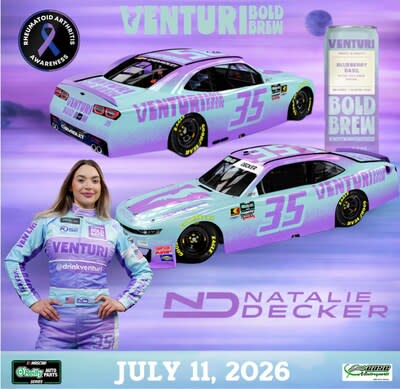 Venturi Bold Brew Announces Landmark Partnership with NASCAR Driver Natalie Decker Decker to Make Official Debut with Team Venturi at Atlanta Motor Speedway on July 11