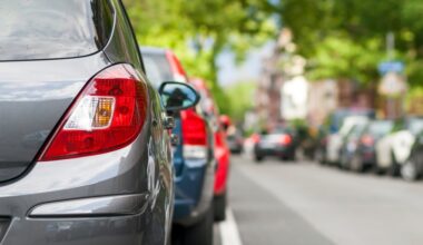 parked cars on the side of the street
