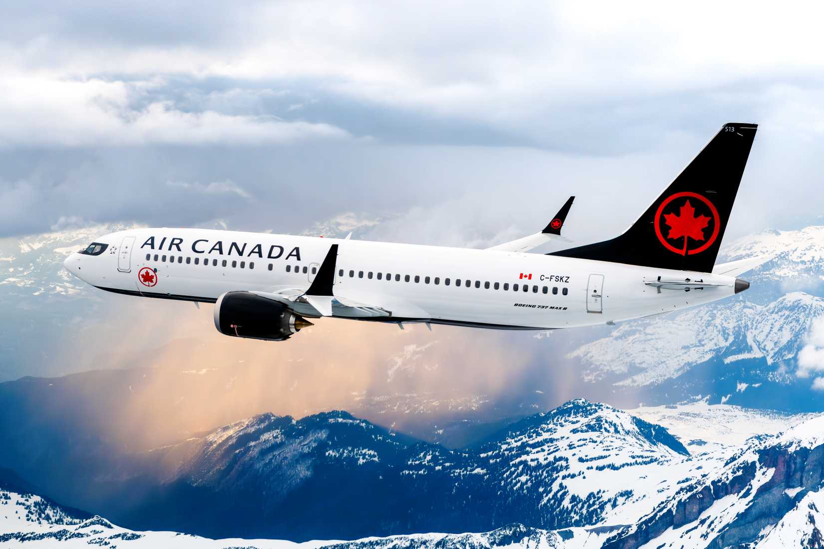 Air Canada Boeing 737 MAX 8 over mountains