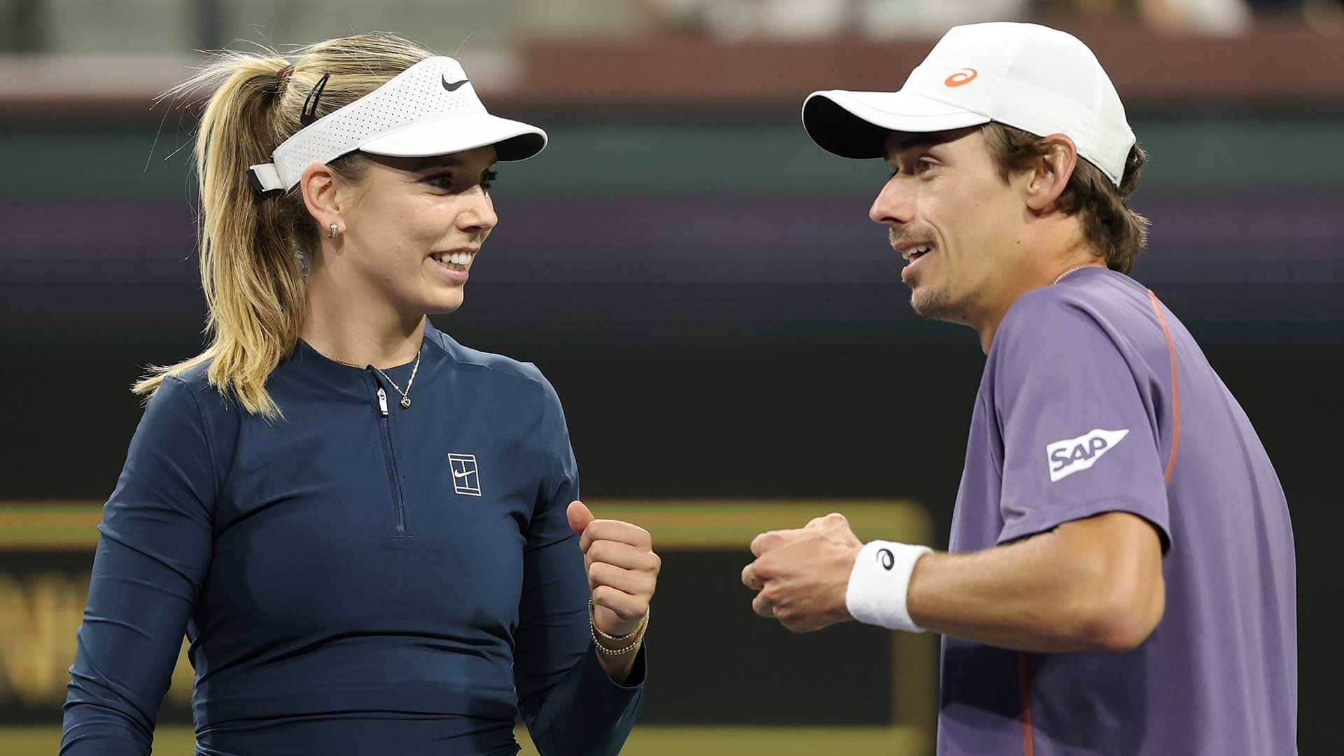 Katie Boulter and Alex de Minaur in action together last season.