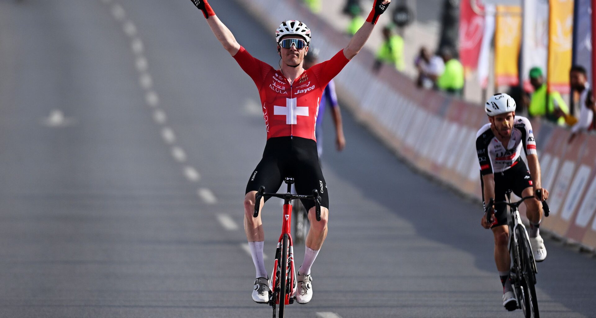 Muscat Classic: Mauro Schmid beats Adam Yates to victory as Jayco AlUla play out perfect finale