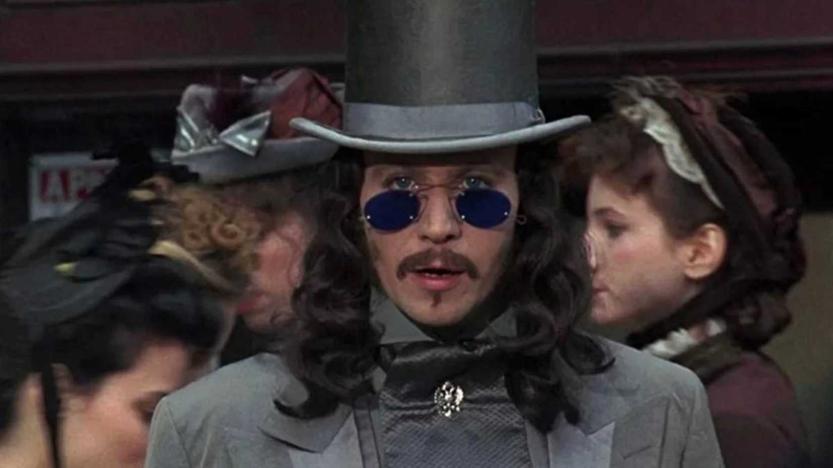 Dracula (Gary Oldman) appears in a more youthful and handsome form, wearing a top hat and staring into the distance, in a scene from Francis Ford Coppola's adaptation of Dracula