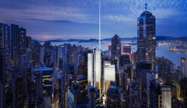 Bird's eye-view of Central Crossing in Hong Kong
