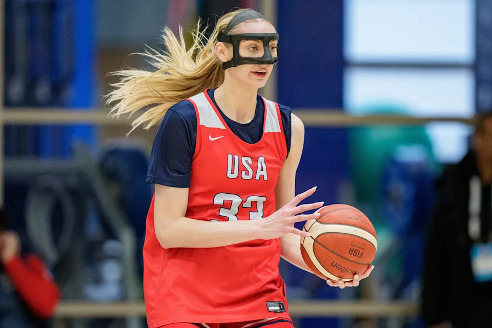 Cameron Brink practices during the United States Women's Basketball Team training camp.