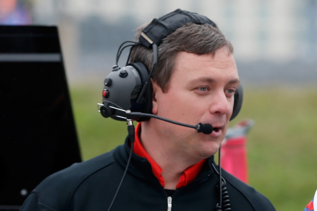 Joe Gibbs Racing Crew chief Christopher Gabehart on the grid during qualifying for the NASCAR Xfinity Series Drive Sober 200 at Dover International Speedway on October 1, 2016 in Dover, Delaware.