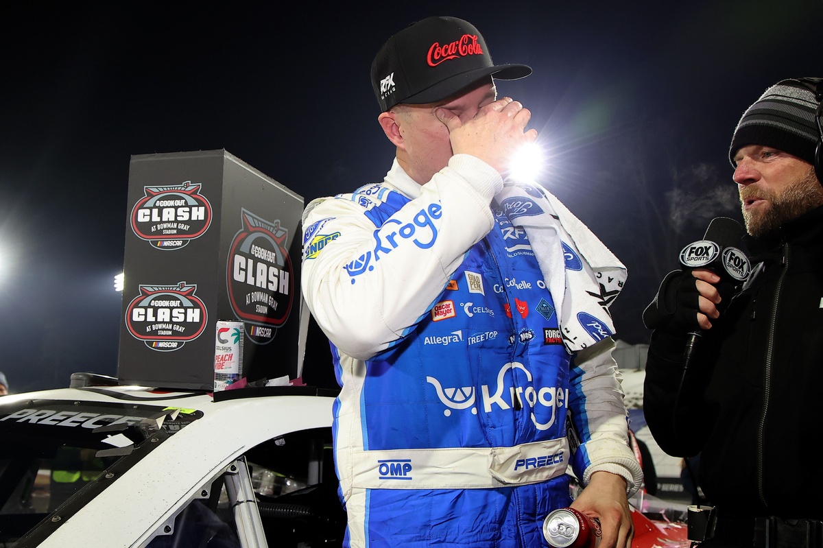 Tearful Ryan Preece wins mad wet/dry NASCAR Clash at Bowman Gray