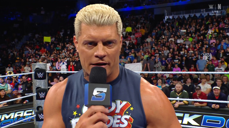 Rhodes talking in the ring