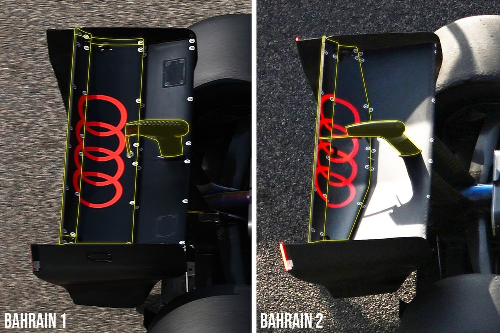 Audi R26 rear wing comparison