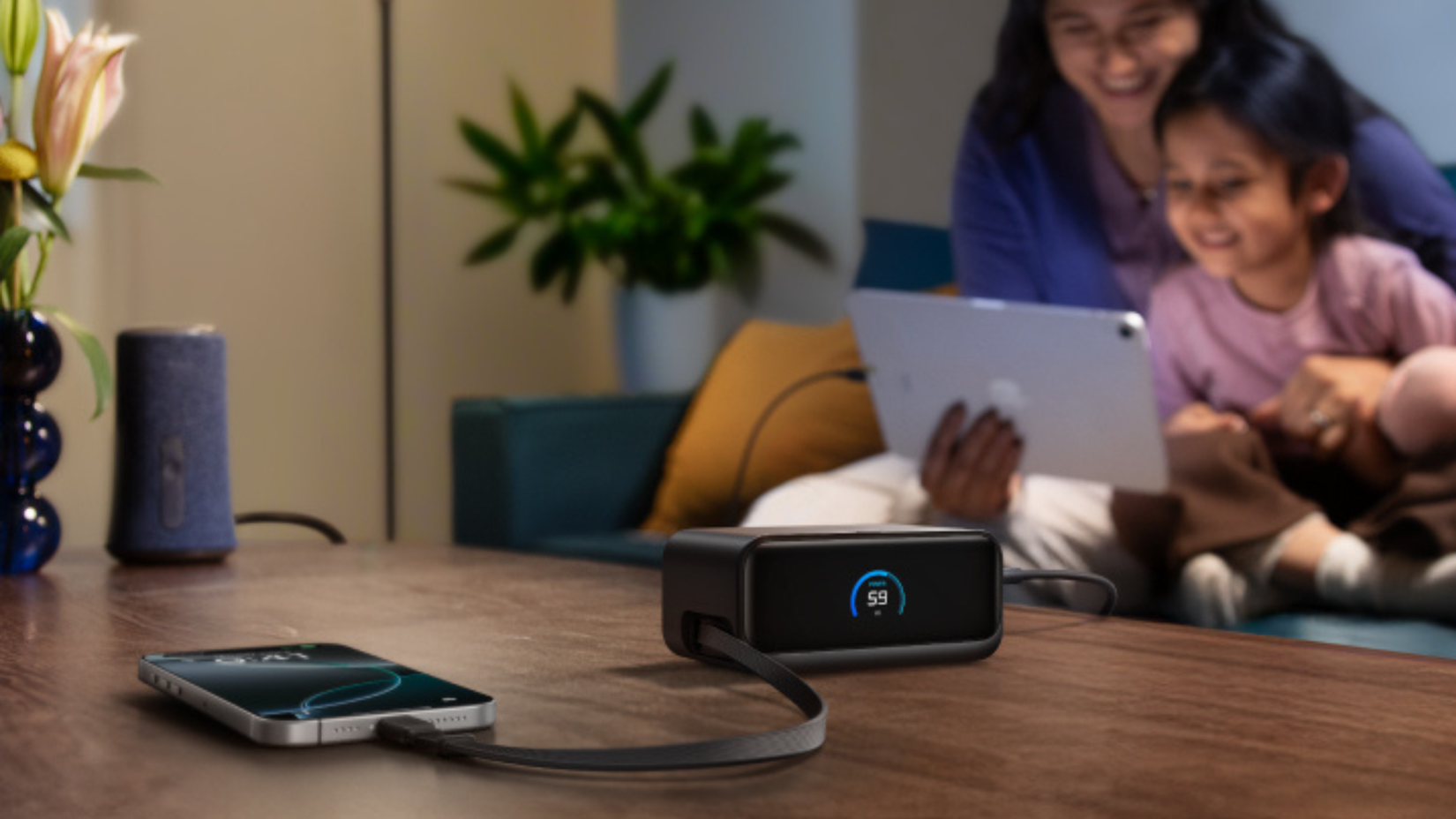 Anker Nano Charging Station charging tablet and phone