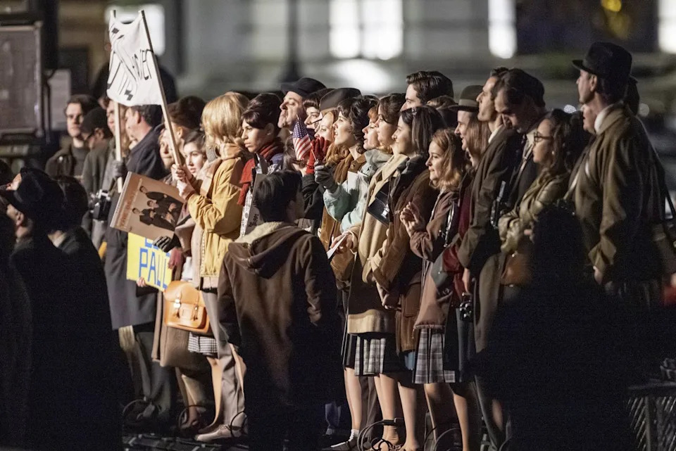 Extras on the set of The Beatles - A Four Film Cinematic Event on Feb. 3, 2026 Click News and Media / BACKGRID