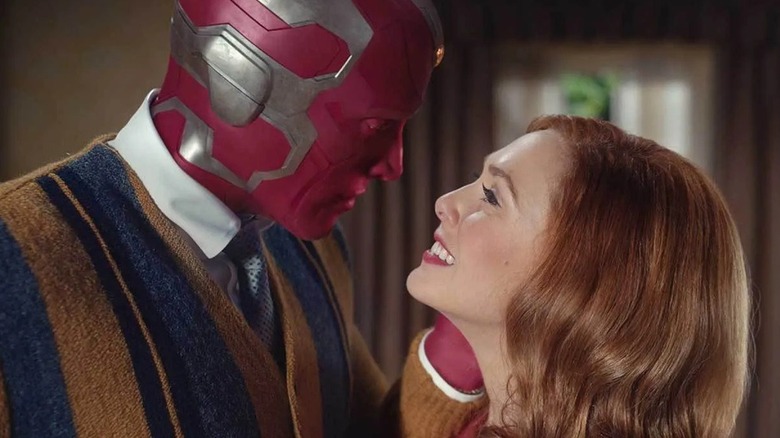 The Vision and Wanda Maximoff getting cozy in 