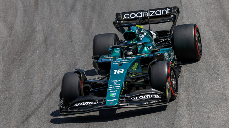 Lance Stroll of Aston Martin and Canada during the sprint race ahead of the F1 Grand Prix of Brazil at Autodromo Jose Carlos Pace on November 12, 2022 in Sao Paulo, Brazil.