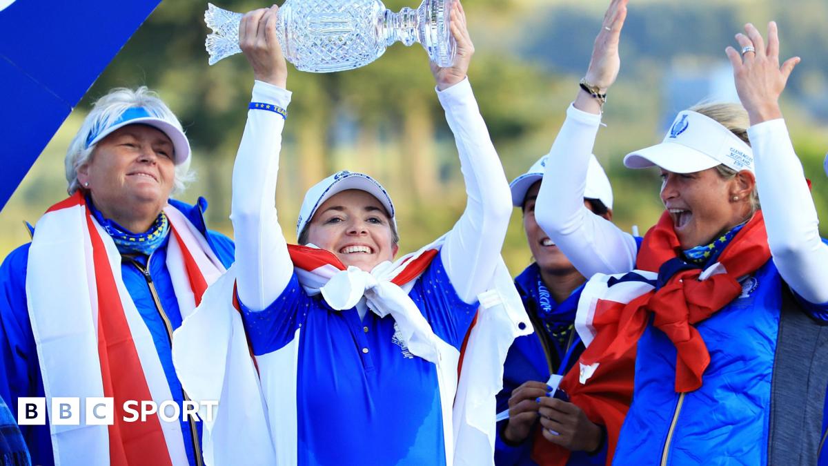 Bronte Law holds aloft the Solheim Cup after helping Europe defeat the United States in 2019