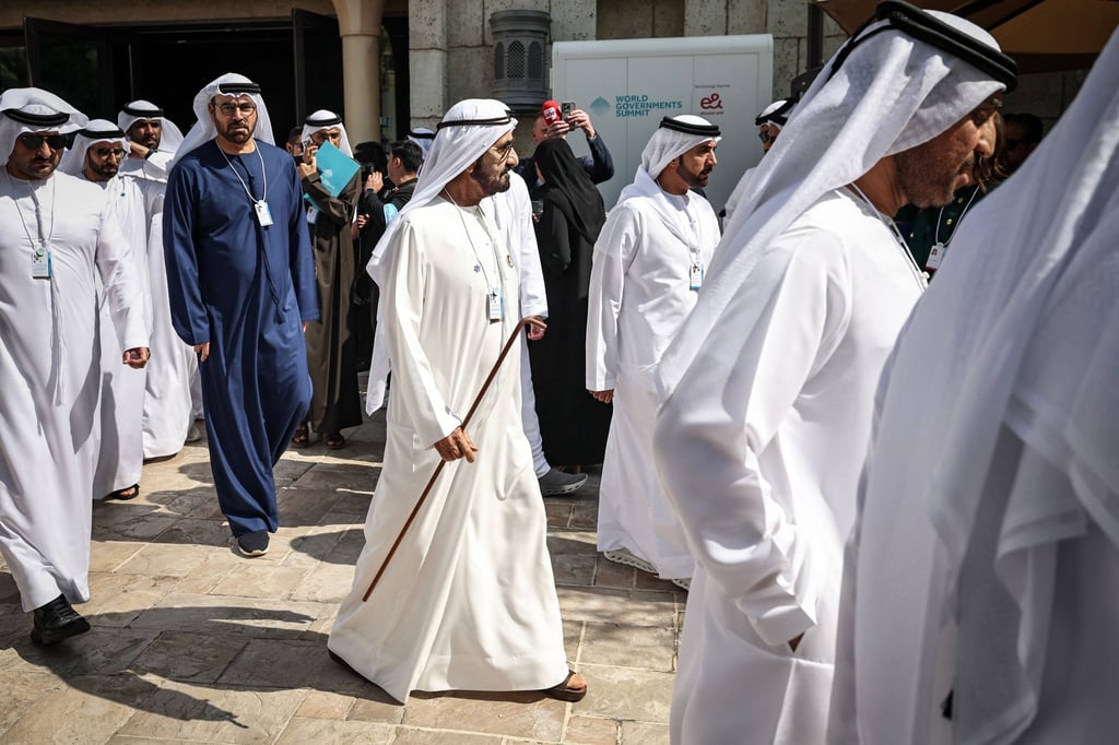 Dubai’s ruler Sheikh Mohammed bin Rashid al-Maktoum (centre), also UAE’s prime minister and vice-president, attends the World Governments Summit in Dubai on February 3. Photo: AFP
