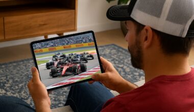 Fan watching F1 on an Apple iPad