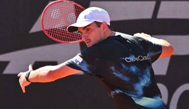 Joao Fonseca practises on Saturday at the Rio Open presented by Claro.