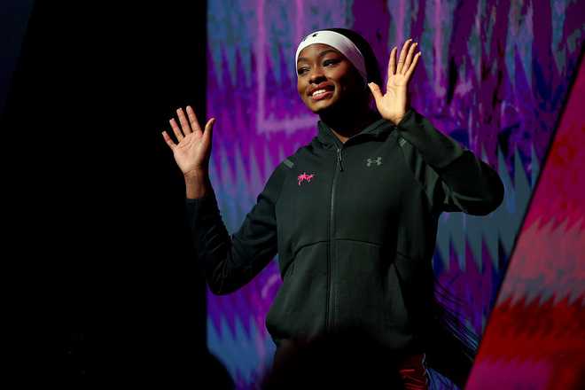 MEDLEY, FLORIDA - FEBRUARY 1: Rickea Jackson #2 of the Breeze is introduced prior to playing a game against the Rose during the Unrivaled 2026 game at Sephora Arena on February 1, 2026 in Medley, Florida. (Photo by Leonardo Fernandez/Getty Images)