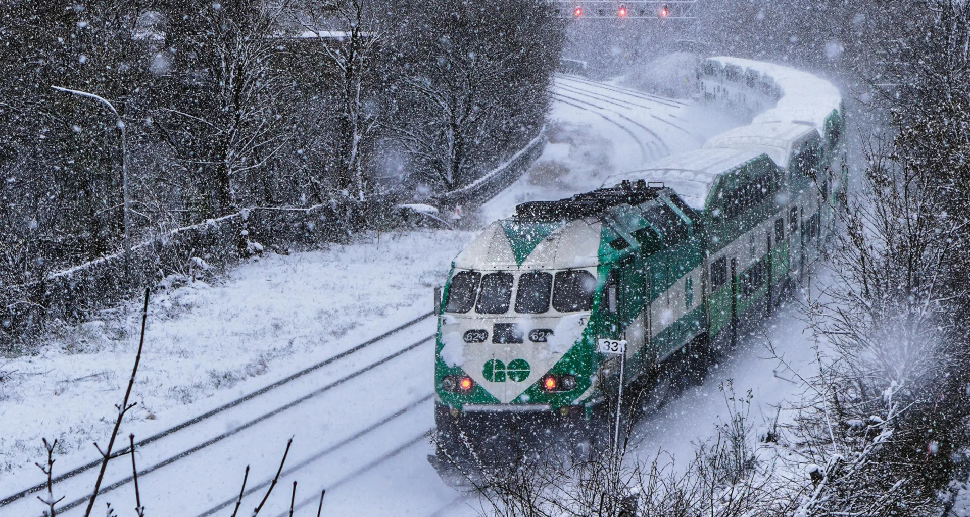 GO Train on a snowy day