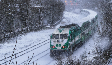 GO Train on a snowy day