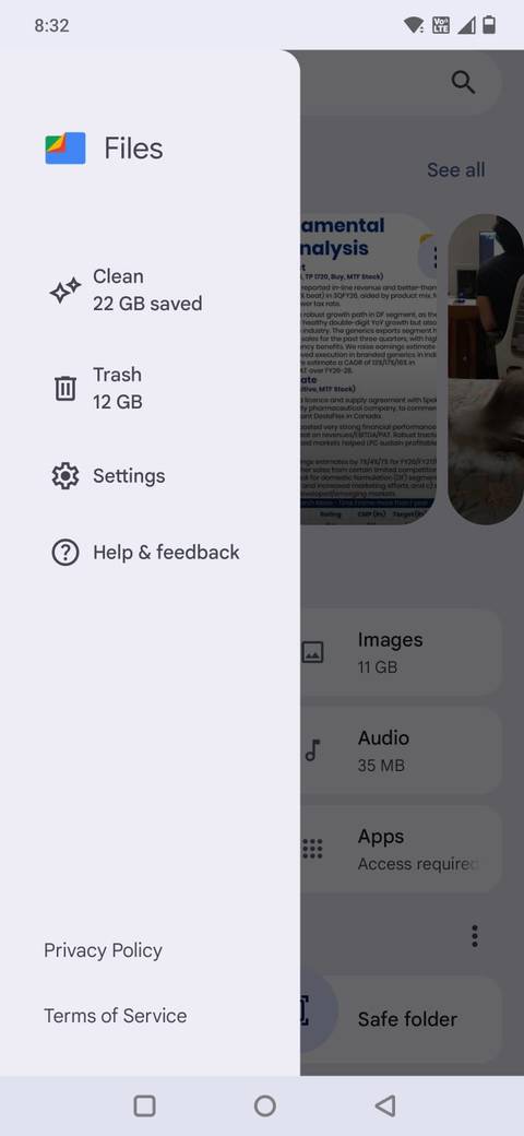 Screenshot showing the Clean option in the Files menu